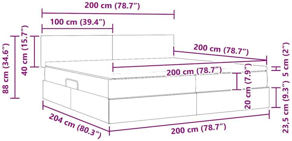 LED saugojimo lova su čiužiniu Rožinė 200 x 200 cm Aksomas