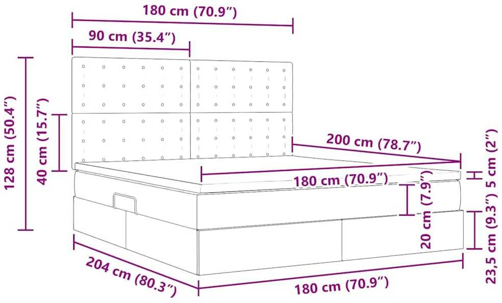LED saugojimo lova su čiužiniu Rožinė 180 x 200 cm Aksomas