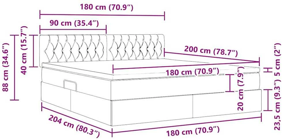 LED saugojimo lova su čiužiniu Rožinė 180 x 200 cm Aksomas