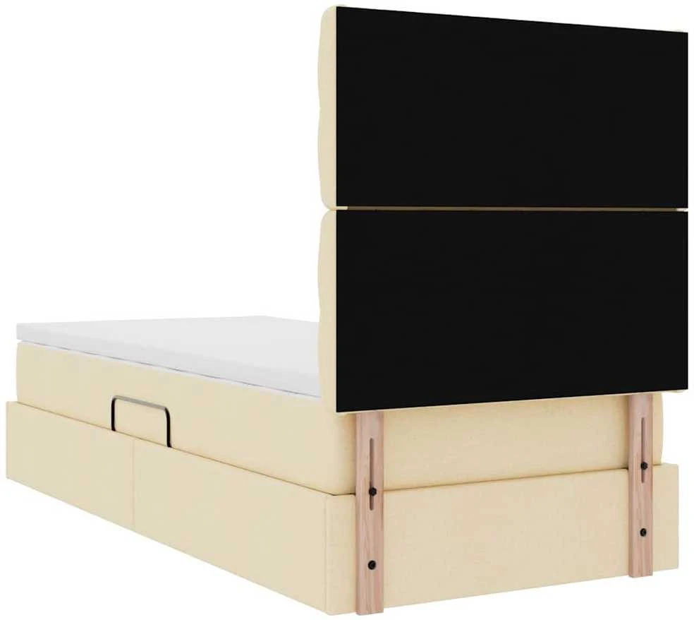 LED saugojimo lova su čiužiniu Kremas 90 x 190 cm Audinys