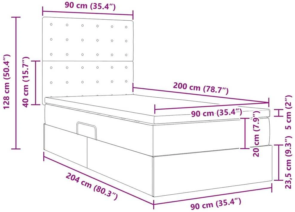 LED saugojimo lova su čiužiniu Taupe 90 x 200 cm Audinys