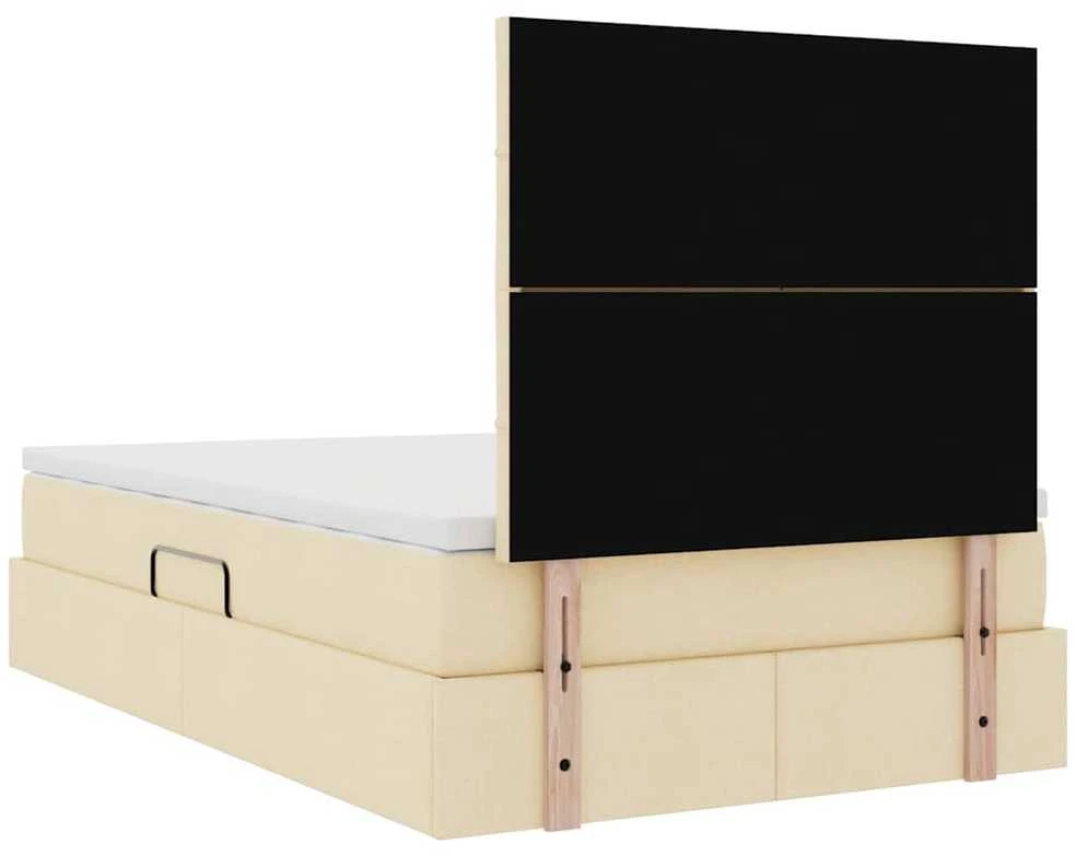 LED saugojimo lova su čiužiniu Kreminė 120 x 190 cm Audinys