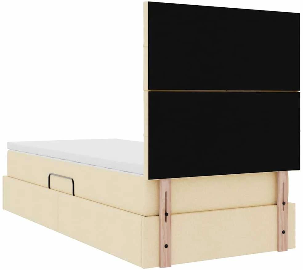 LED saugojimo lova su čiužiniu Kremas 90 x 200 cm Audinys