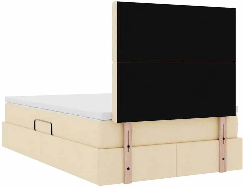 LED saugojimo lova su čiužiniu Kreminė 120 x 190 cm Audinys