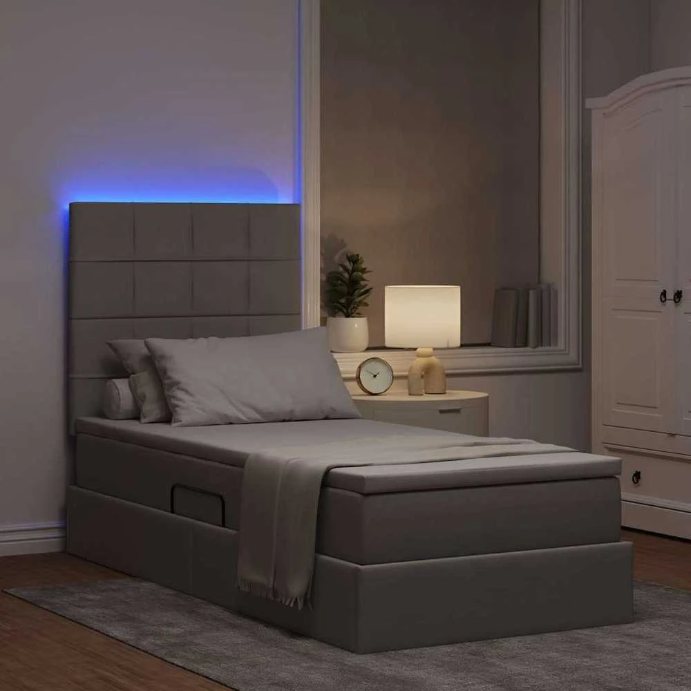 LED saugojimo lova su čiužiniu Taupe 100 x 200 cm Audinys