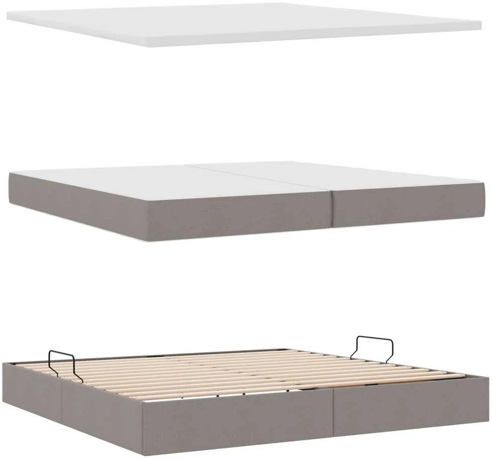 LED saugojimo lova su čiužiniu Taupe 200 x 200 cm Audinys