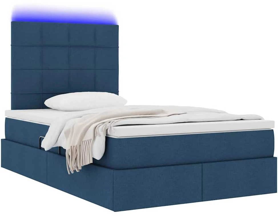 LED saugojimo lova su čiužiniu Mėlyna 120 x 190 cm Audinys