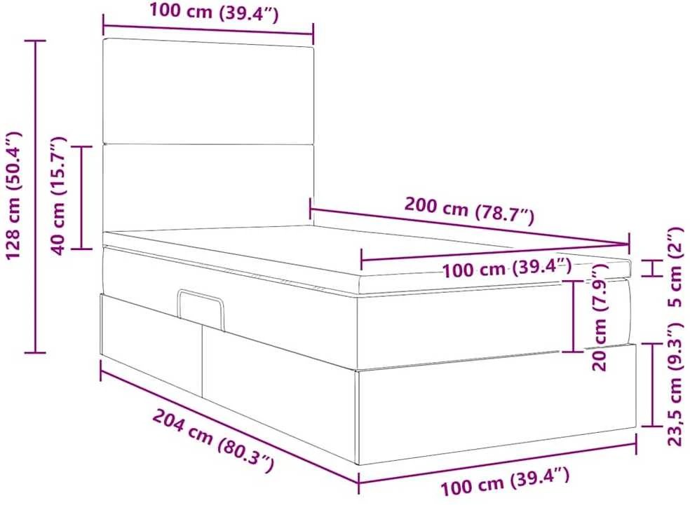 LED saugojimo lova su čiužiniu Taupe 100 x 200 cm Audinys