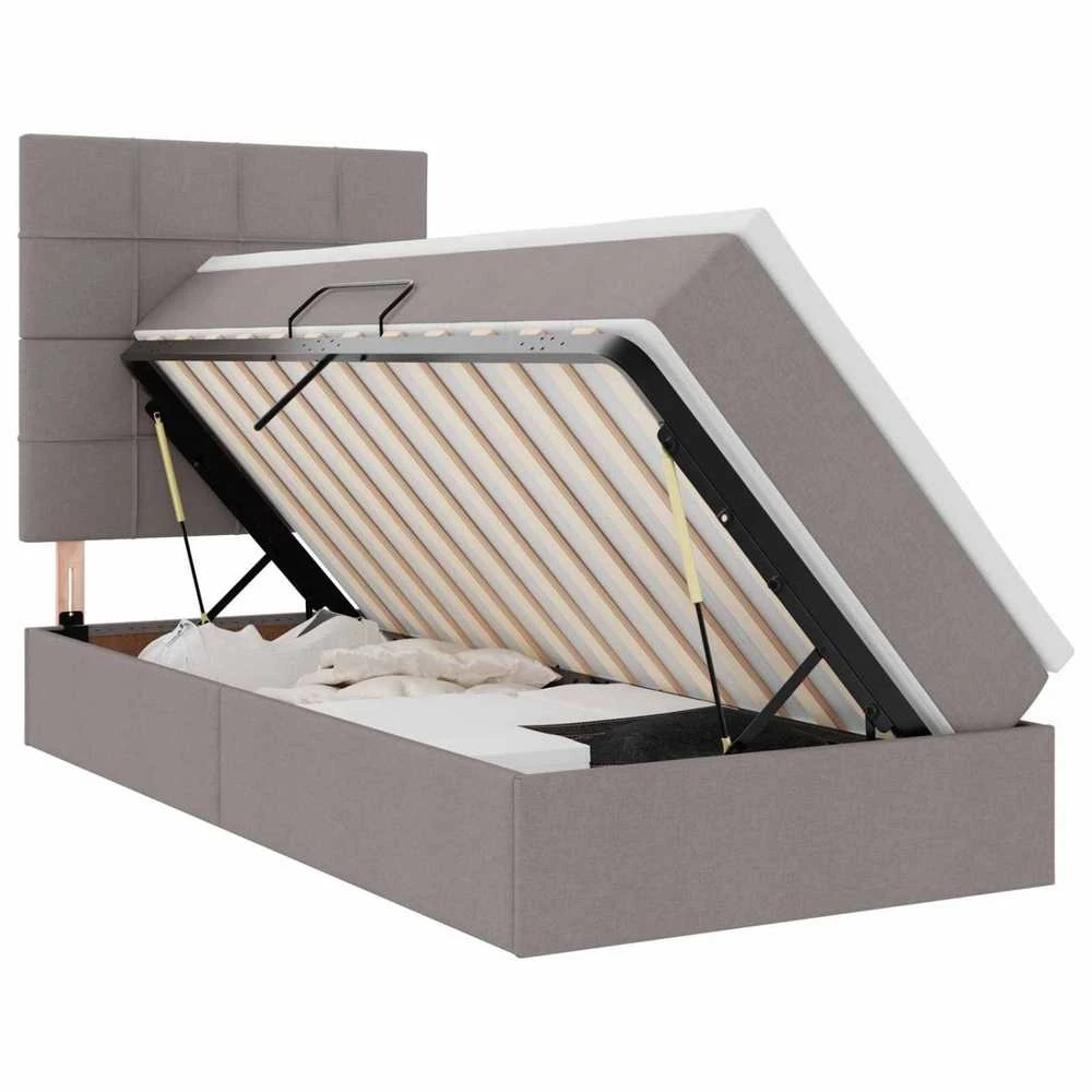 LED saugojimo lova su čiužiniu Taupe 100 x 200 cm Audinys
