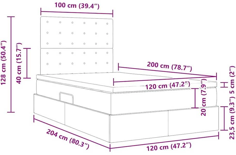 LED saugojimo lova su čiužiniu Juoda 120 x 200 cm Audinys