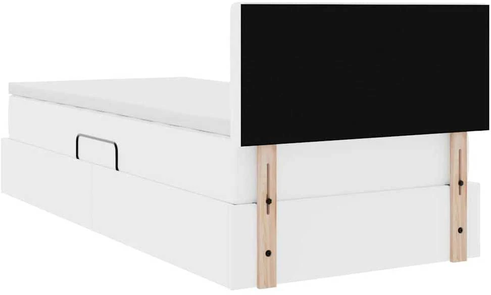 Lova su daiktų laikymo vieta ir LED Švari balta 100 x 200 cm