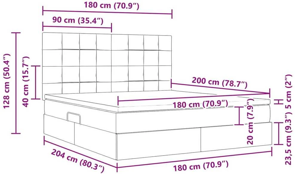 LED saugojimo lova su čiužiniu Šviesiai pilka 180 x 200 cm