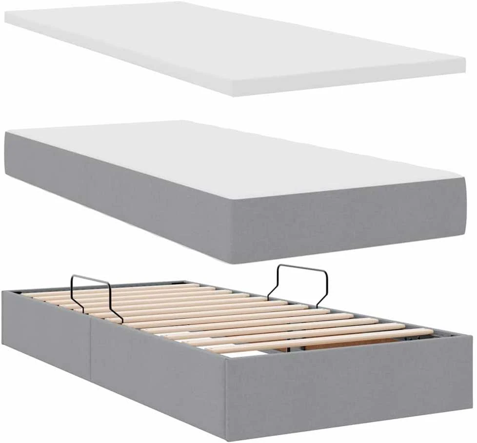 LED saugojimo lova su čiužiniu Šviesiai pilka 90 x 200 cm