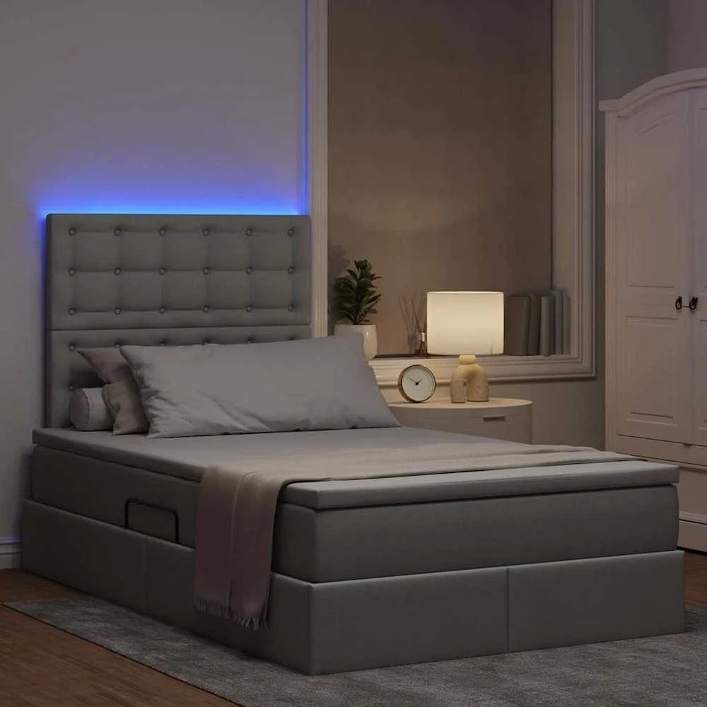 LED saugojimo lova su čiužiniu Šviesiai pilka 120 x 190 cm
