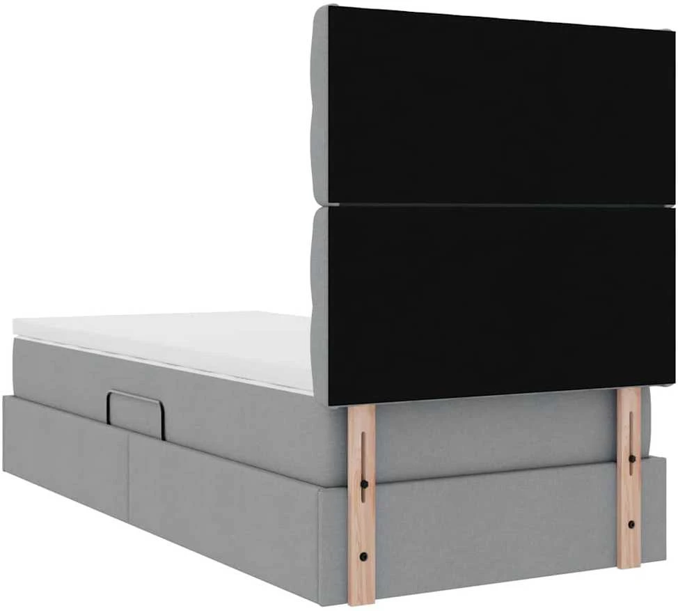 LED saugojimo lova su čiužiniu Šviesiai pilka 100 x 200 cm