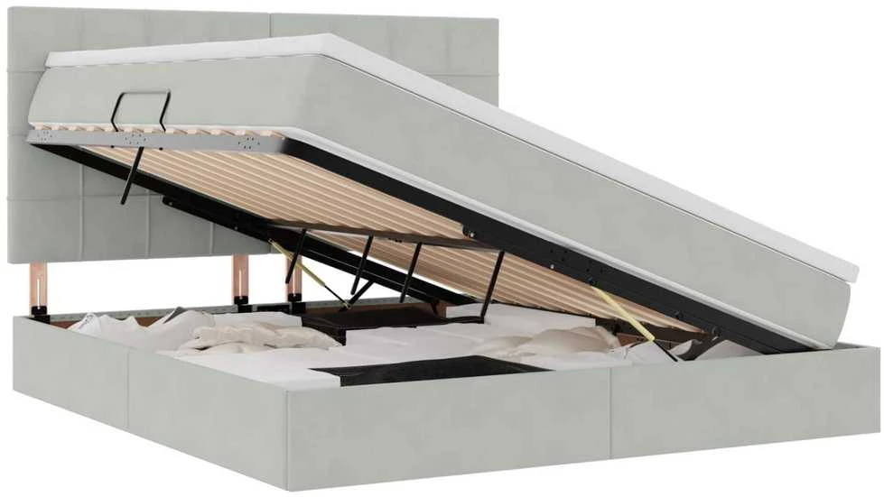LED saugojimo lova su čiužiniu Šviesiai pilka 180 x 200 cm