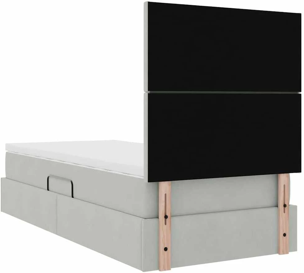 LED saugojimo lova su čiužiniu Šviesiai pilka 100 x 200 cm