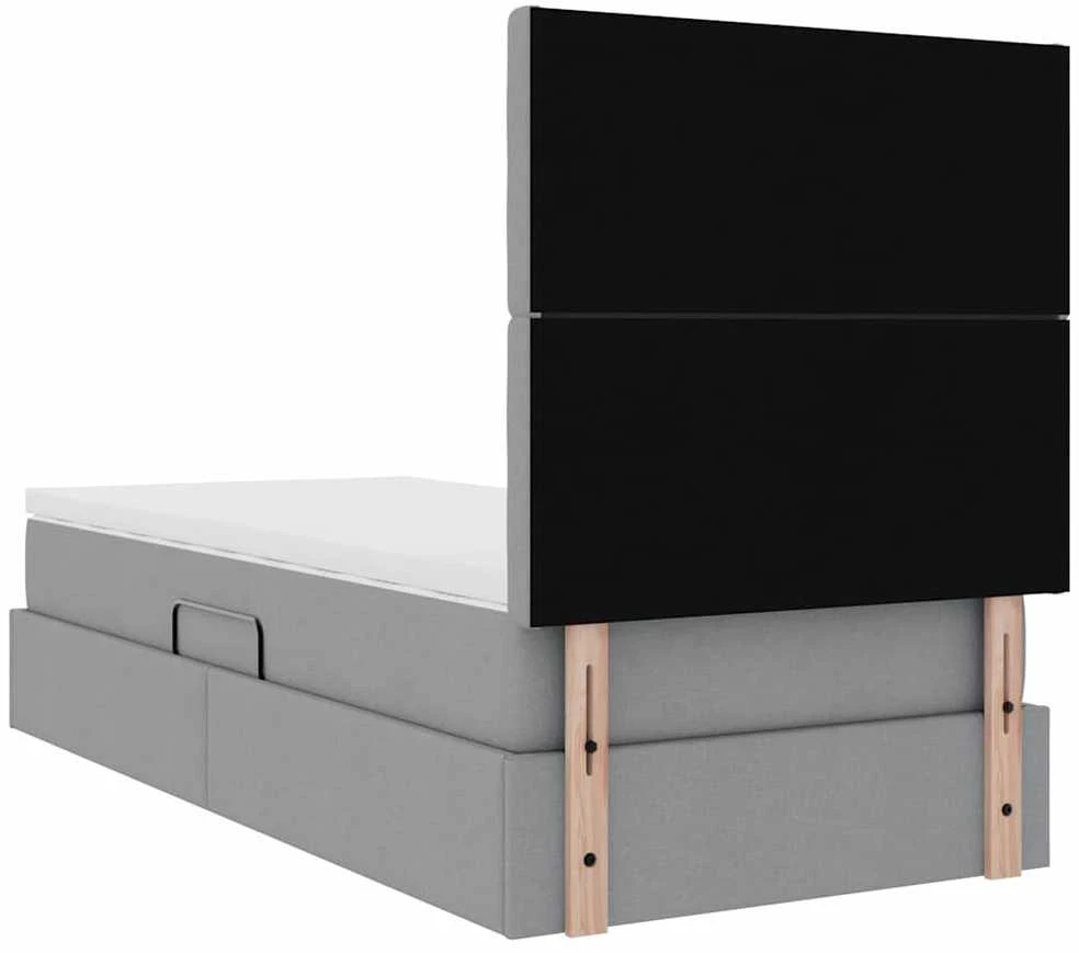 LED saugojimo lova su čiužiniu Šviesiai pilka 90 x 190 cm