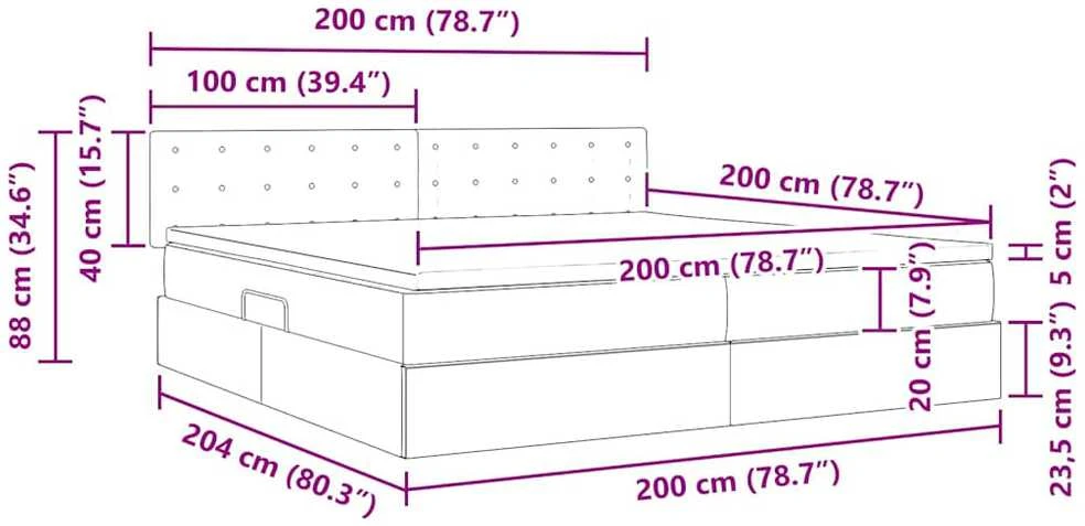 LED saugojimo lova su čiužiniu Tamsiai pilka 200 x 200 cm