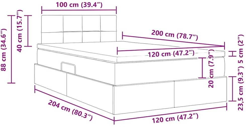 LED saugojimo lova su čiužiniu Tamsiai pilka 140 x 200 cm