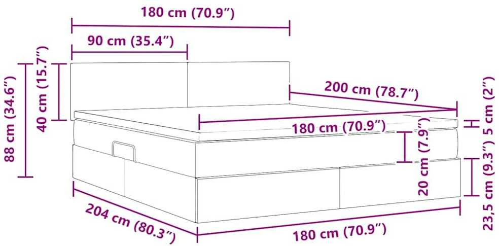 LED saugojimo lova su čiužiniu Tamsiai pilka 180 x 200 cm