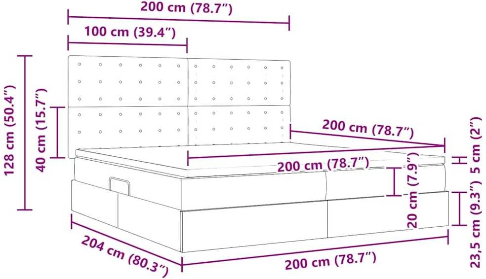 LED saugojimo lova su čiužiniu Tamsiai mėlyna 200 x 200 cm