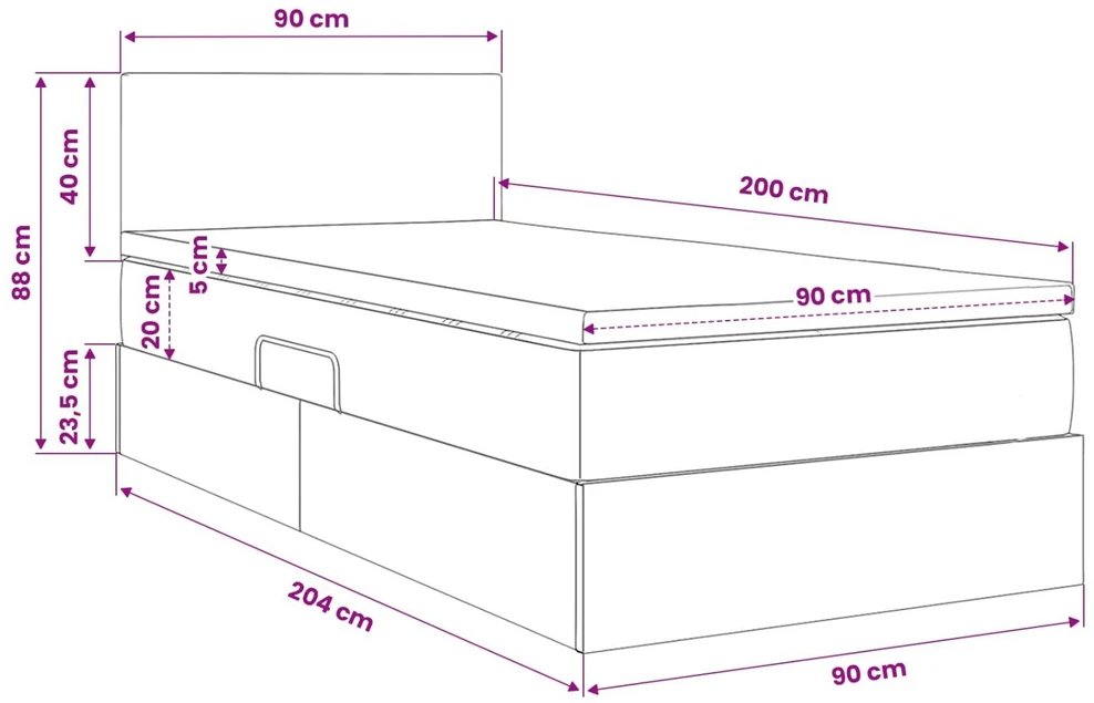 LED saugojimo lova su čiužiniu Tamsiai žalia 90 x 200 cm