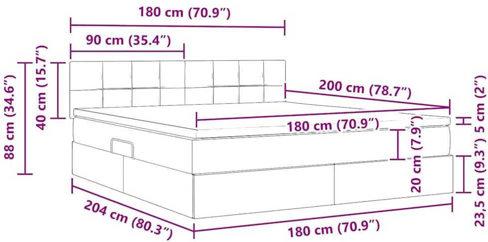 LED saugojimo lova su čiužiniu Tamsiai pilka 180 x 200 cm