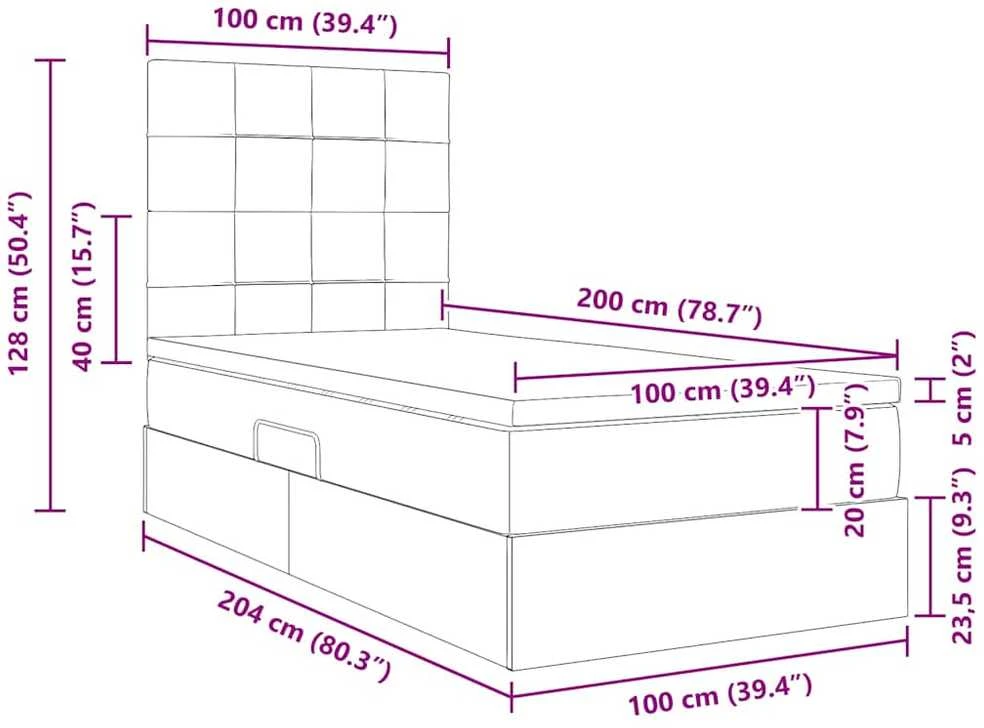 LED saugojimo lova su čiužiniu Tamsiai pilka 100 x 200 cm