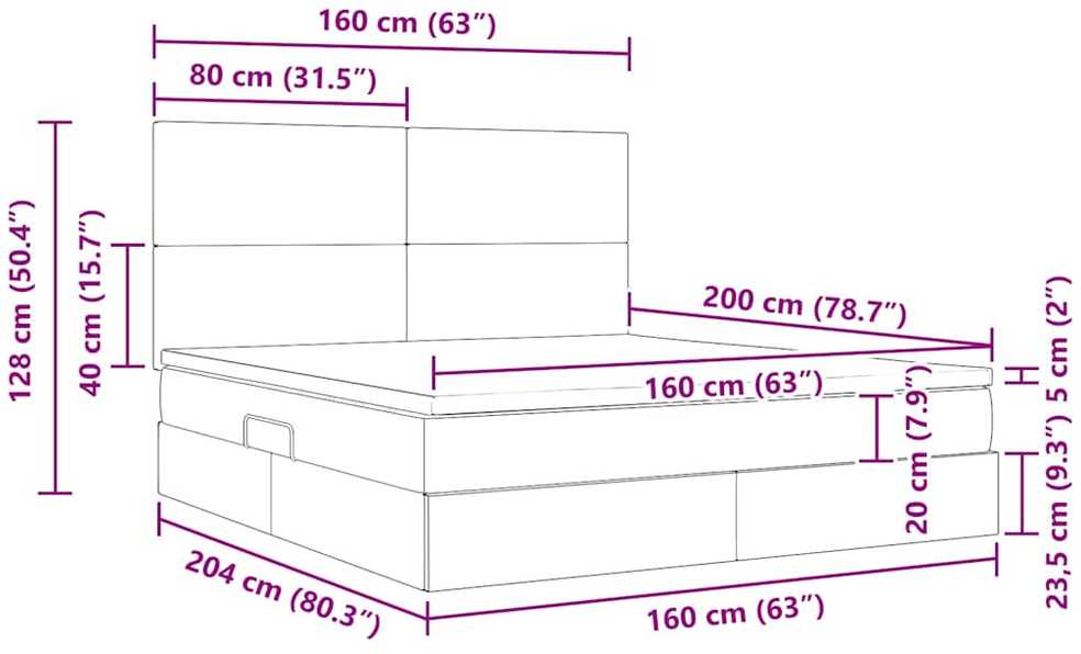 LED saugojimo lova su čiužiniu Tamsiai mėlyna 160 x 200 cm