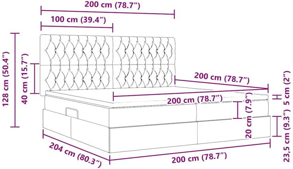 LED saugojimo lova su čiužiniu Tamsiai pilka 200 x 200 cm