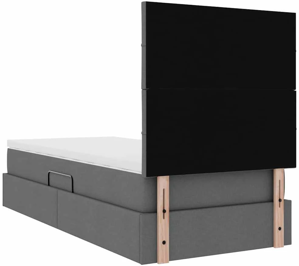 LED saugojimo lova su čiužiniu Tamsiai pilka 90 x 190 cm