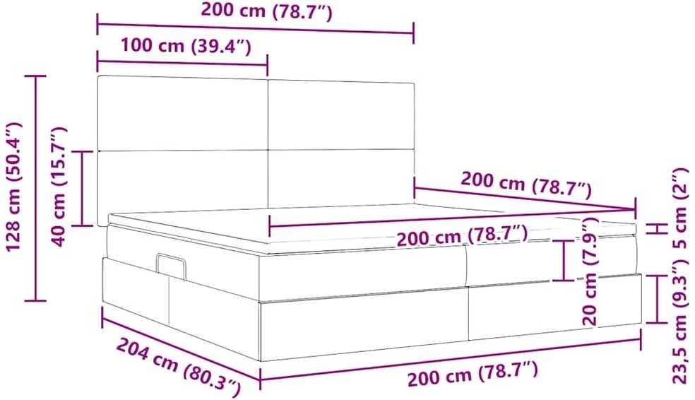 LED saugojimo lova su čiužiniu Tamsiai pilka 200 x 200 cm