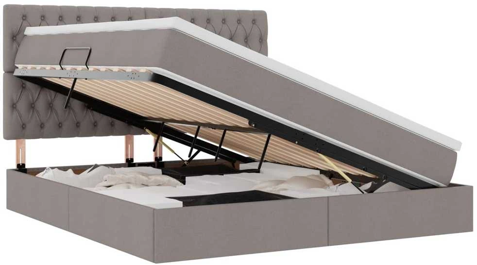 LED saugojimo lova su čiužiniu Taupe 160 x 200 cm Audinys