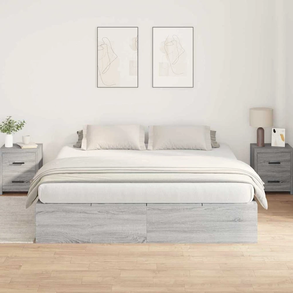 Lova su daiktų laikymo vieta Pilkas Sonoma 200 x 200 cm