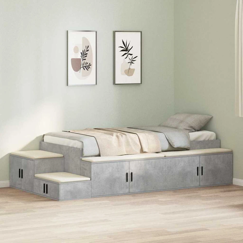 Lova su daiktų laikymo vieta Betono pilka 80 cm