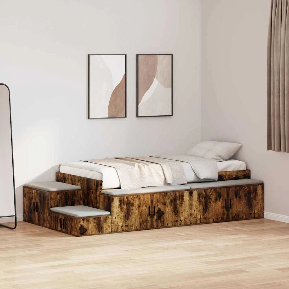 Lova su daiktų laikymo vieta Rūkyta ąžuolas 80 cm