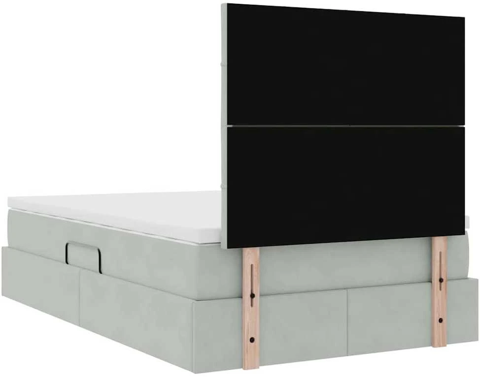 LED saugojimo lova su čiužiniu Šviesiai pilka 120 x 200 cm