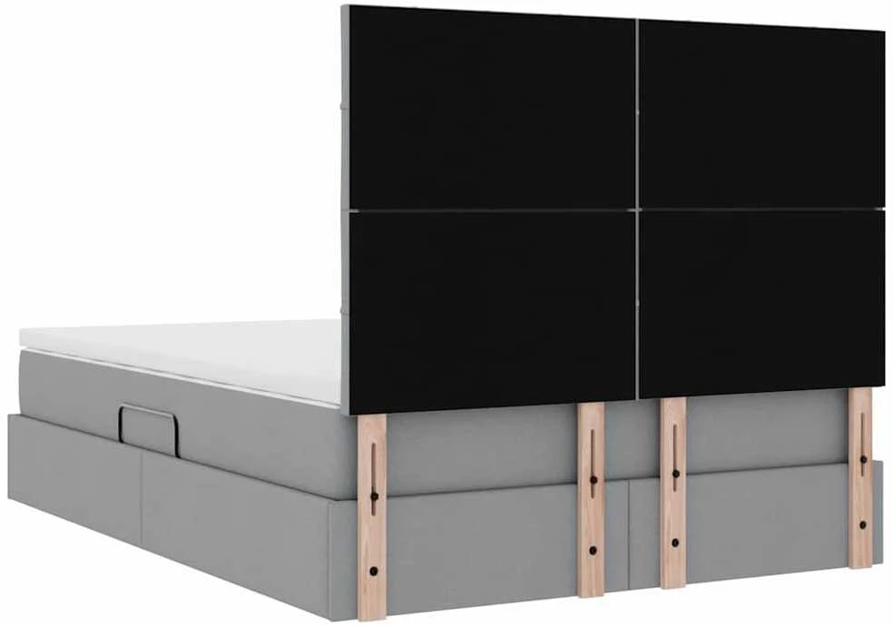 LED saugojimo lova su čiužiniu Šviesiai pilka 140 x 190 cm