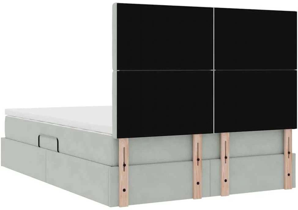 LED saugojimo lova su čiužiniu Šviesiai pilka 140 x 190 cm