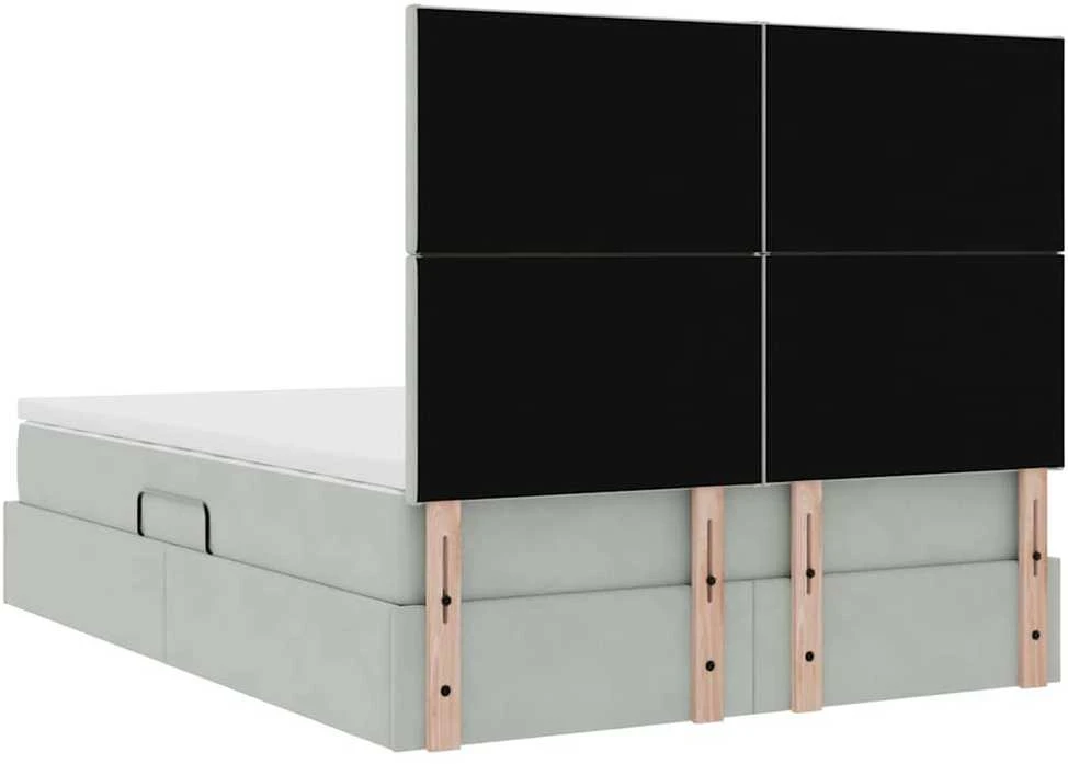 LED saugojimo lova su čiužiniu Šviesiai pilka 140 x 190 cm