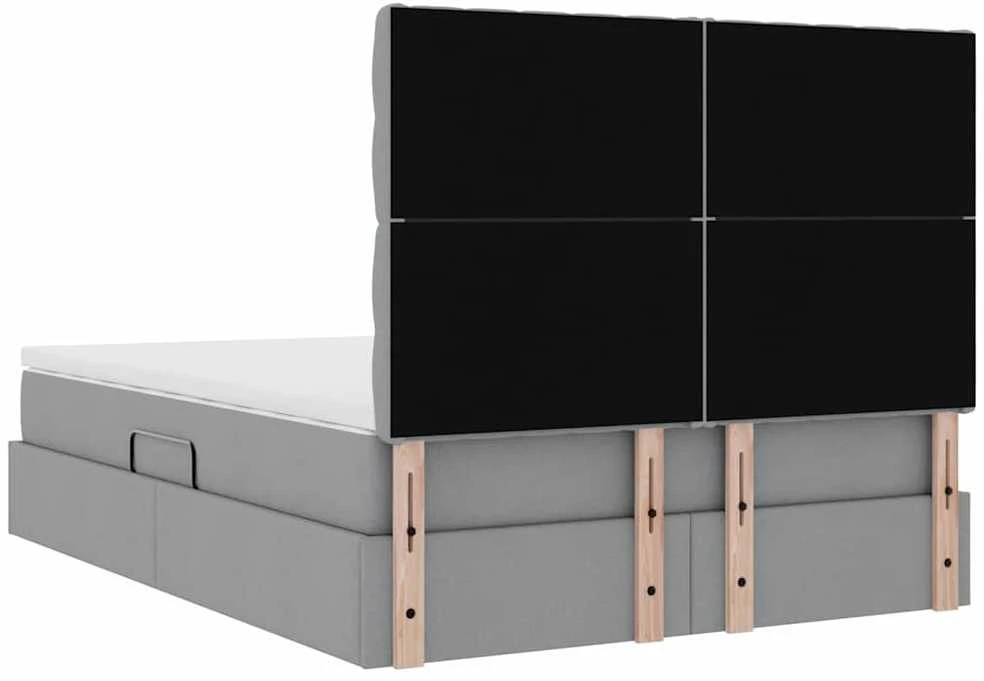 LED saugojimo lova su čiužiniu Šviesiai pilka 140 x 190 cm