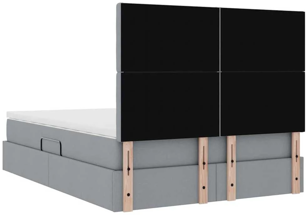 LED saugojimo lova su čiužiniu Šviesiai pilka 140 x 190 cm