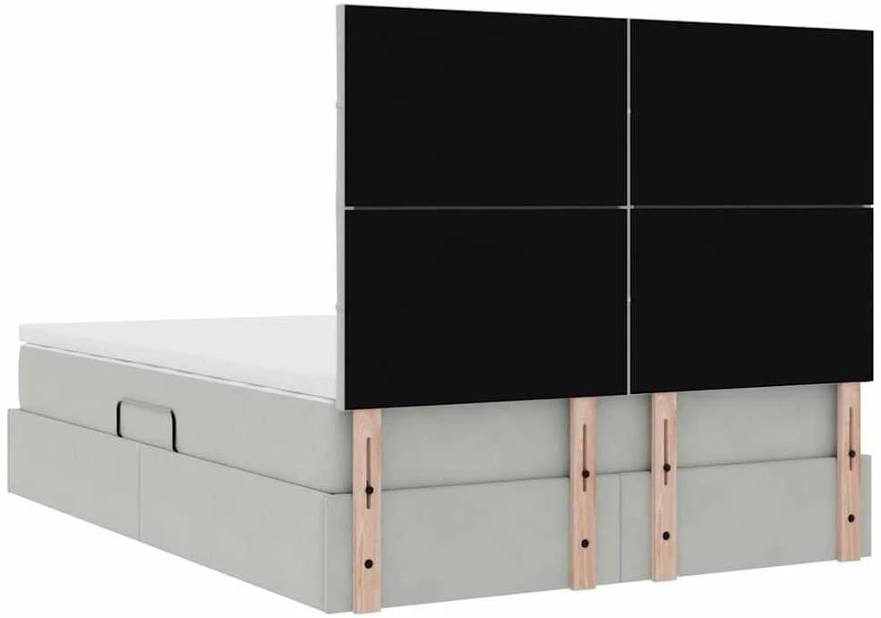 LED saugojimo lova su čiužiniu Šviesiai pilka 140 x 190 cm