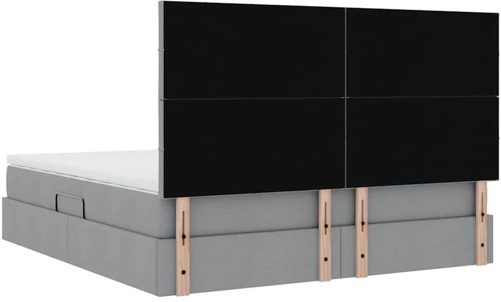 LED saugojimo lova su čiužiniu Šviesiai pilka 160 x 200 cm