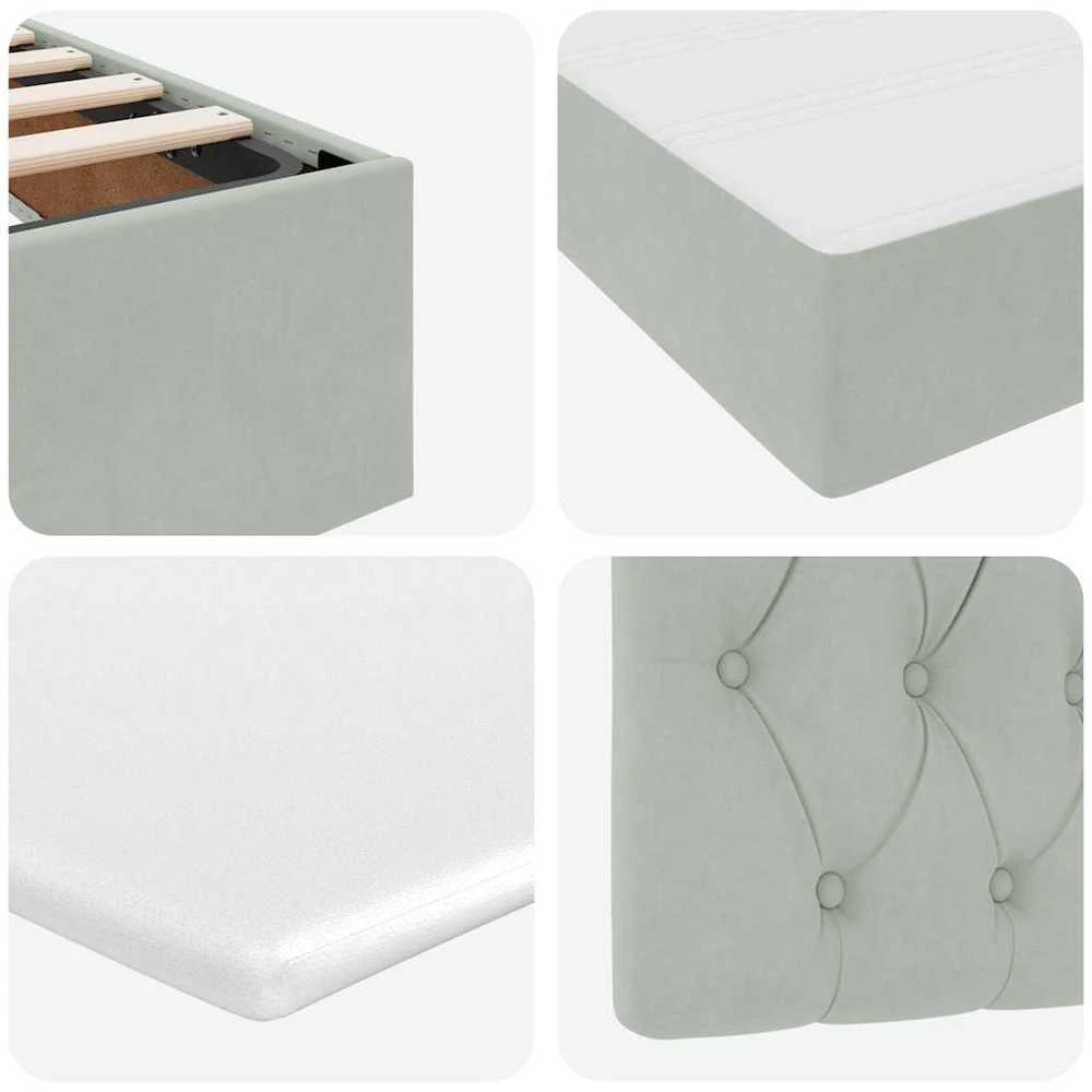 LED saugojimo lova su čiužiniu Šviesiai pilka 160 x 200 cm