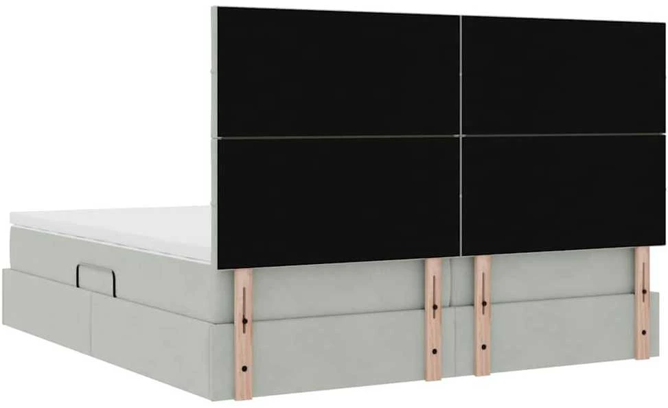 LED saugojimo lova su čiužiniu Šviesiai pilka 180 x 200 cm