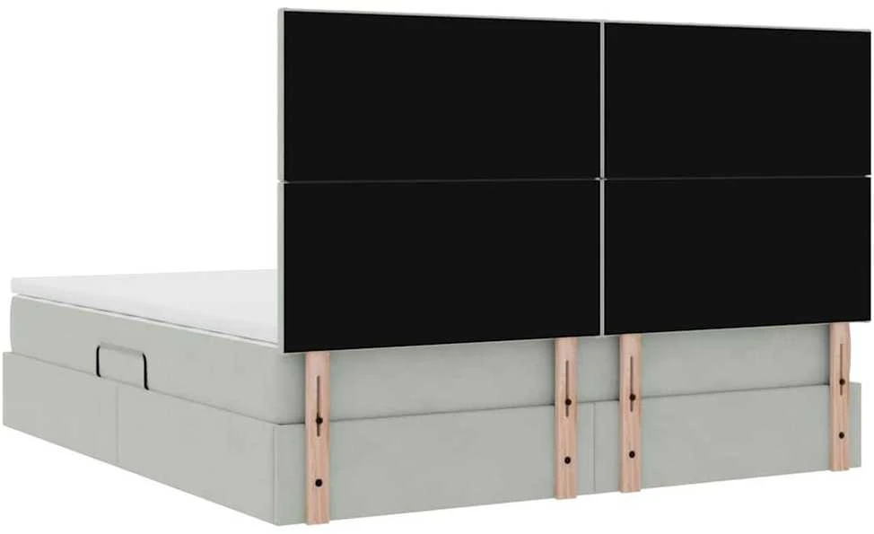 LED saugojimo lova su čiužiniu Šviesiai pilka 180 x 200 cm