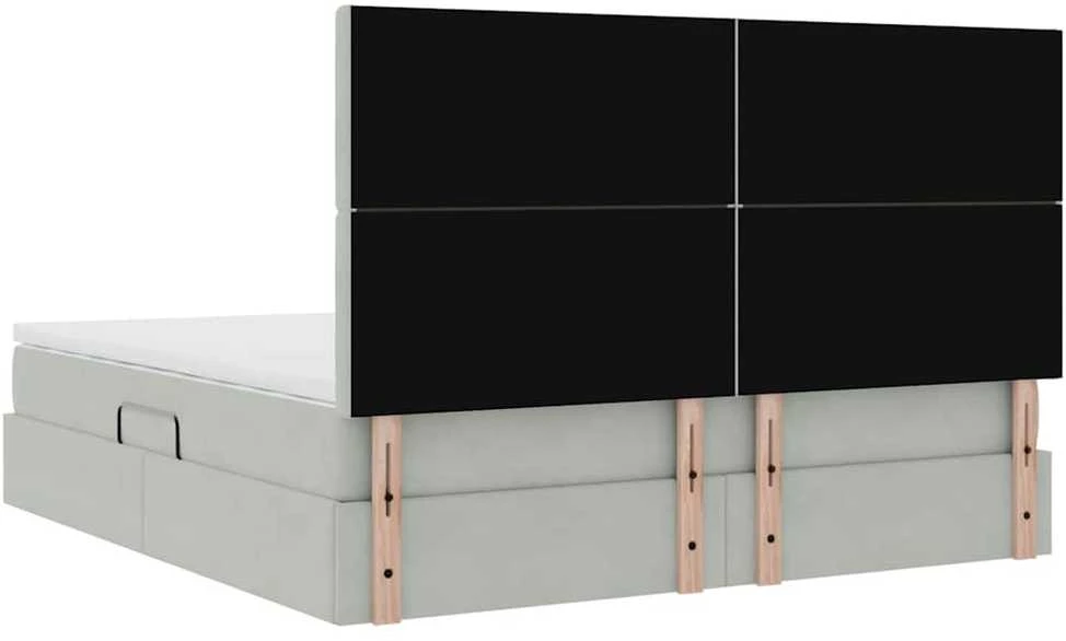 LED saugojimo lova su čiužiniu Šviesiai pilka 180 x 200 cm
