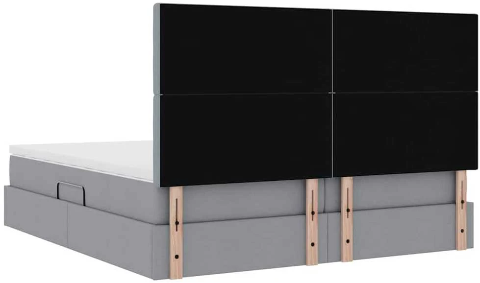 LED saugojimo lova su čiužiniu Šviesiai pilka 180 x 200 cm